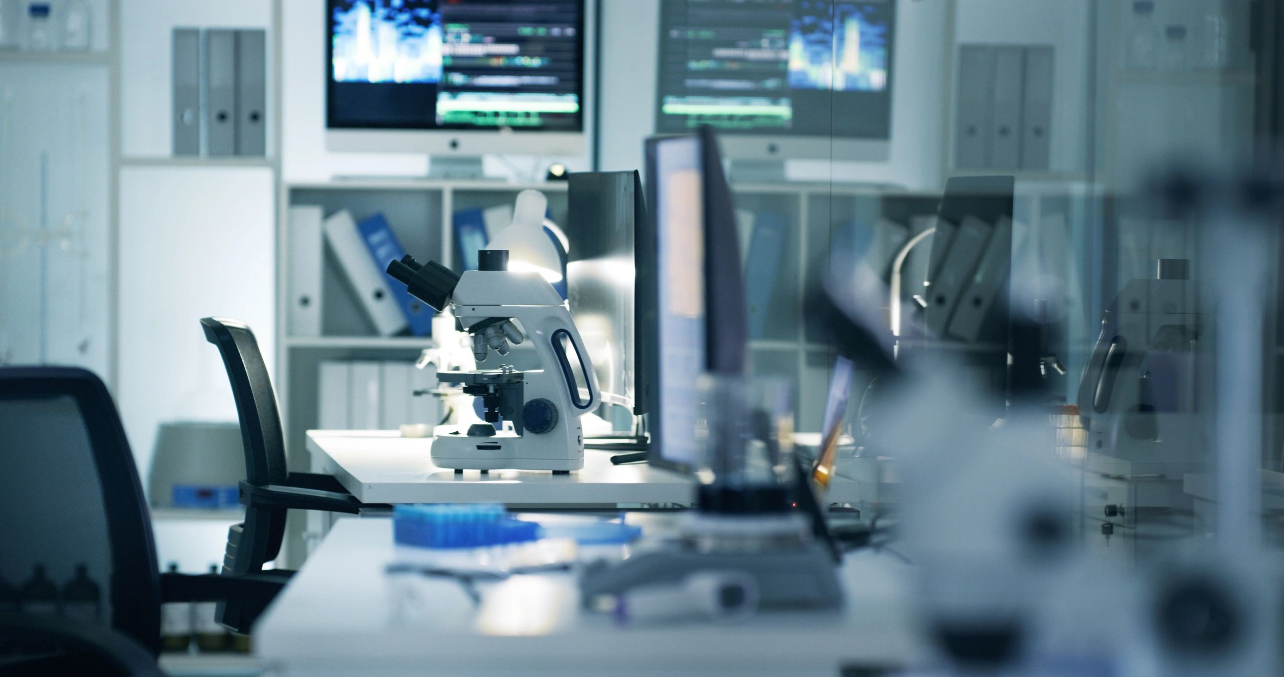 Clean laboratory environment representing specimen and lab courier workflows